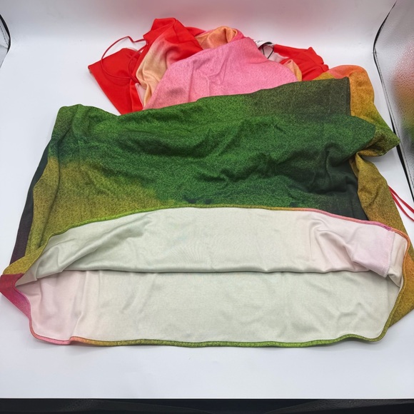 NEW NWT Oscar De La Renta Draped Abstract Vermilion Watercolor Midi Dress PS25 - Picture 12 of 14